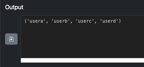 Output of lowercasing usernames